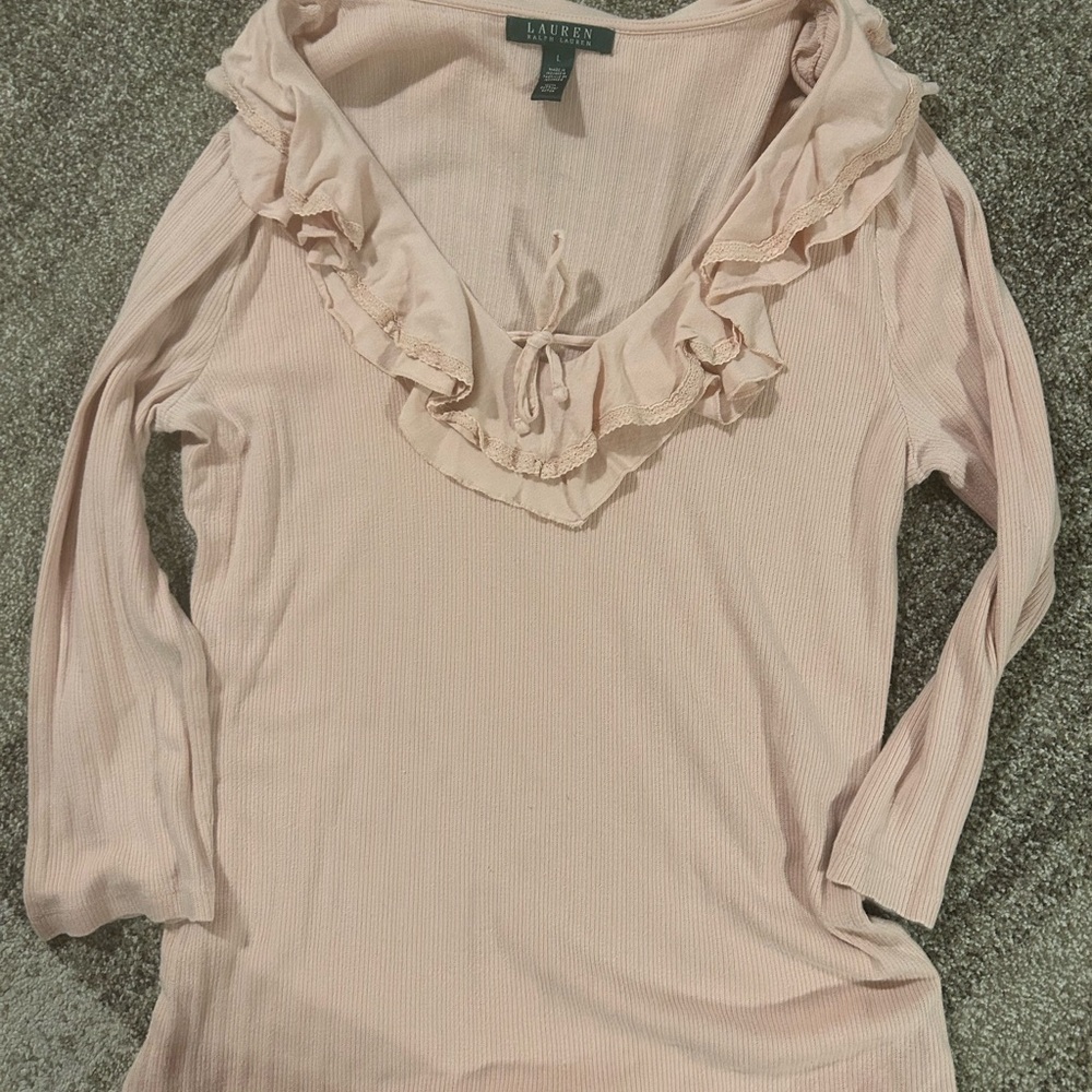 Ralph Lauren Cream Ruffled Blouse